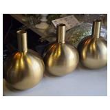 Lot of (3) Metal Bud Vase 9" x 12" (gold) (round)