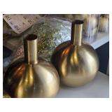 Lot of (3) Metal Bud Vase 9" x 12" (gold) (round)