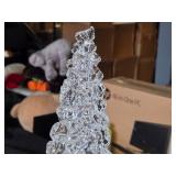 Battery-Powered Plastic Lighted Christmas Tree Table Décor 7" x 24" (clear)
