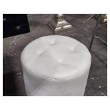 Swivel Foot Stool Round PU Ottoman Thick Sponged Tufted Padding and Steel Base 16" x 17"