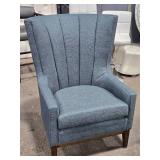 Four Hands Kensington Channelled Wing Chair Fabric Padding (blue)
