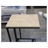 27" Rolling Side Table Wood Top / Metal Frame