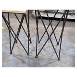 Lot of (2) Side Tables Distressed Wood Top / Metal Frame