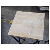 Lot of (2) Side Tables Distressed Wood Top / Metal Frame