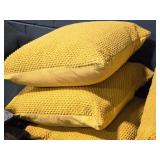 Lot of (5) 17" Modern Nubby Textured Covered Throw Pillow (yellow)