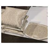 Lot of (3) 12" Beaded Finish Covered Throw Pillow by Pier 1 (silver) and (1)  Matching Pillow Cover