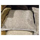 Lot of (3) 12" Beaded Finish Covered Throw Pillow by Pier 1 (silver)