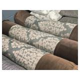 Lot of (3) Bolster Pillow with Floral pattern 51" x 9" (brown and grey)