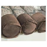 Lot of (3) Bolster Pillow with Floral pattern 51" x 9" (brown and grey)