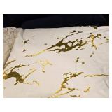 Lot of (2) 17" Soft Microfiber Marbled pattern Covered Throw Pillow (white/gold)