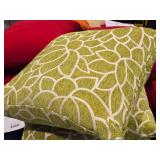 Lot of (3) 16" Textured Fabric Floral pattern Covered Throw Pillow (green/white)