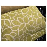 Lot of (2) Textured Fabric Covered Throw Pillow 21" x 12" (green/white)