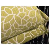 Lot of (2) Textured Fabric Covered Throw Pillow 21" x 12" (green/white)