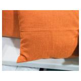 Lot of (2) 16" Poly Chenile Covered Throw Pillows (solid burnt orange)