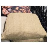 Lot of (2) 21" Burlap Textured Fabric Covered Throw Pillows by Pottery Barn (beige)