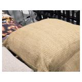 Lot of (2) 21" Burlap Textured Fabric Covered Throw Pillows by Pottery Barn (beige)
