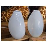 Lot of (2) Glass Table Vases by Holmegaard 6" x 12" (white opaline) (tear drop)