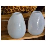 Lot of (4) Handblown Art Glass Table Vases by Holmegaard 6" x 7" (white) (rounded triangle)