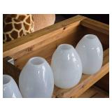 Lot of (4) Handblown Art Glass Table Vases by Holmegaard 6" x 7" (white) (rounded triangle)