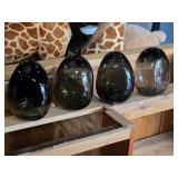Lot of (4) Handblown Art Glass Table Vases by Holmegaard 5" x 7" (black) (rounded triangle)