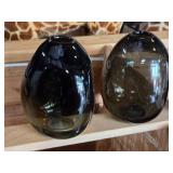 Lot of (4) Handblown Art Glass Table Vases by Holmegaard 5" x 7" (black) (rounded triangle)