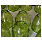 Lot of (6) Handblown Art Glass Table Vases by Holmegaard 4" x 4" (green) (rounded triangle)