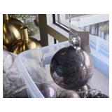 Lot of (15) 4" Distressed Finish Mercury Glass Filigree Leaf Ball Ornaments (silver)