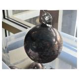 Lot of (15) 4" Distressed Finish Mercury Glass Filigree Leaf Ball Ornaments (silver)