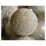 Lot of (11) 5" Beaded Ball Christmas Ornaments (white)