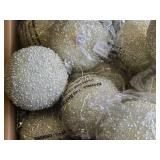 Lot of (11) 5" Beaded Ball Christmas Ornaments (white)