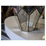 Geometric Mirrored Glass Lantern - Audrey Lantern by Accent Décor 12" x 19"