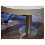 Lot of (2) Display Table with Metal Base 47" x 25 1/2" x 29 1/2" (white) (oval)
