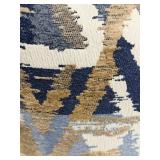 Geometric Throw Pillows - Navy, Tan, Ivory & Light Blue Pattern (Lot of 2) -Matches Lot 307
