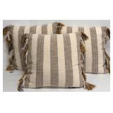 Creative Co-op Woven Striped Cotton Throw Pillows - Dual Tone Fringe (Lot of 3)