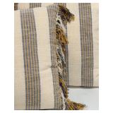 Creative Co-op Woven Striped Cotton Throw Pillows - Dual Tone Fringe (Lot of 3)