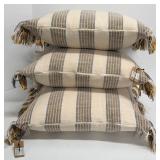 Creative Co-op Woven Striped Cotton Throw Pillows - Dual Tone Fringe (Lot of 3)