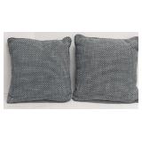 Pair of Navy & Cream Knit Throw Pillows - YKK Zippers