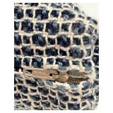 Pair of Navy & Cream Knit Throw Pillows - YKK Zippers