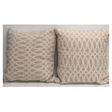 Villa Pillows - Geo Natural Linen Cover, 100% Cotton Lining (Lot of 2)