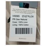 Villa Pillows - Geo Natural Linen Cover, 100% Cotton Lining (Lot of 2)