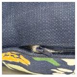 Navy Floral Throw Pillows - Set of 3 - Zippered Cushions