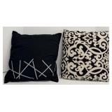 YKK Zipper Throw Pillows Set of 3 - Striped Rayon/Cotton, Damask & Crisscross
