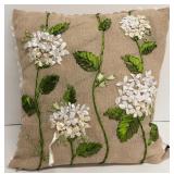 K&K Interiors Hydrangea Embroidered Pillow Set - 3 Decorative Cushions