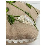 K&K Interiors Hydrangea Embroidered Pillow Set - 3 Decorative Cushions