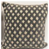 Pair of Decorative Throw Pillows - Beige & Charcoal Diamond Lattice Pattern