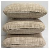 Beige Bouclé Throw Pillows - Set of 3
