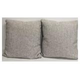 Throw Duck Feather/Down Pillows - Gray Textured Woven - 2-Pack with Dunlap Zippers
