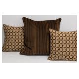 Sunbrella Cushions - 3-Piece Set Brown Stripe & Leaf Print
