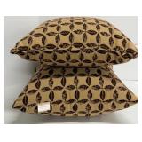 Sunbrella Cushions - 3-Piece Set Brown Stripe & Leaf Print