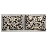 Damask Pattern Throw Pillows - Pair, Black & Cream, Rectangular